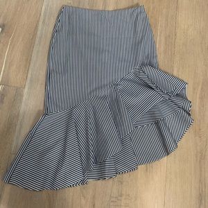 Blue striped, ruffled skirt